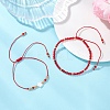 2Pcs Adjustable Glass Seed Beads & Glass Beads Braided Bead Bracelets Set BJEW-MZ00287-01-1