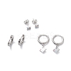3 Pairs 3 Style Enamel Rhombus with Star Dangle Hoop Earrings EJEW-B020-10P-1