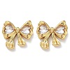 Bowknot 304 Stainless Steel Glass Stud Earrings EJEW-M105-02G-2