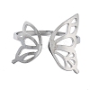 304 Stainless Steel Hollow Butterfly Wing Open Cuff Rings for Women RJEW-M024-02P-2