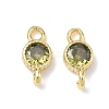 Brass Pave Cubic Zirconia Flat Round Connector Charms KK-P348-11G-02-1