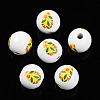Easter Theme Printed Wood Beads WOOD-T032-22O-1