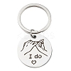 Non-Tarnish Valentine's Day Theme 304 Stainless Steel Flat Round with Word I Do Pendant Keychain LS-KEYC-K018-01P-02-1