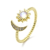 Brass Micro Pave Clear Cubic Zirconia Open Cuff Rings for Women RJEW-S402-03G-1