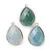 Faceted Natural Green Aventurine Pendants G-M356-A02-LG-1