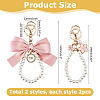 4Pcs 2 Styles Alloy Enamel Flower & Cloth Bowknot Pendant Keychains AJEW-HS0001-25A-2