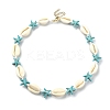 Natural Shell & Synthetic Turquoise Starfish Beaded Necklace with 304 Stainless Steel Clasps X-NJEW-TA00107-01-1