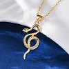 Brass Micro Pave Clear Cubic Zirconia Snake Pendant Necklaces NJEW-S438-02B-G-1