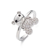 Bear Cubic Zirconia Cuff Ring RJEW-M146-03F-3