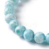 Natural Larimar Round Beaded Stretch Bracelet BJEW-A120-01B-4