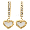 Ion Plating(IP) 304 Stainless Steel Inlay Rhinestone & Natural Shell Beads Stud Earrings for Women EJEW-M024-01B-G-1
