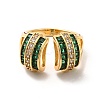 Cubic Zirconia Arch Open Cuff Ring RJEW-C041-02G-04-2