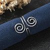 304 Stainless Steel Round Wrap Open Cuff Rings for Women Men LS-RJEW-Z071-02A-P-1
