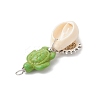 15Pcs 15 Styles Natural Cowrie Shell & Dyed Synthetic Turquoise Turtle Copper Wire Wrapped Pendants PALLOY-JF04034-6