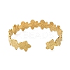 304 Stainless Steel Flower Open Cuff Bangles for Women BJEW-M316-01G-3
