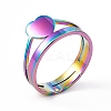 Ion Plating(IP) 201 Stainless Steel Heart Adjustable Ring for Women RJEW-K238-04M-3