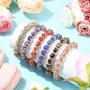 Faceted Rondelle Handmade Inner Flower Gold Sand Lampwork & Iron Beaded Stretch Bracelets for Women BJEW-SW001579-04-6