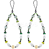 2Pcs Resin Beaded Mobile Phone Lanyard Wrist Strap HJEW-GF0001-47A-1