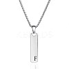 304 Stainless Steel Rectangle with Letter Pendant Box Chain Necklaces FS-WGD7C78-06-1