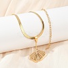 Ginkgo Leaf 201 Stainless Steel Herringbone Chains Pendant Necklaces NJEW-K253-36G-3