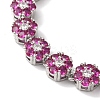 Rack Plating Brass Pave Cubic Zirconia Flower Link Necklaces for Women NJEW-B108-01P-01-2