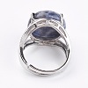 Adjustable Natural Sodalite Finger Rings RJEW-F075-01D-3