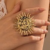 Sun 304 Stainless Steel Adjustable Open Cuff Rings for Women RJEW-Z089-01G-1