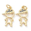 Brass Micro Pave Blue Cubic Zirconia Pendants ZIRC-J041-16A-1