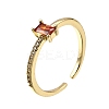 Brass Micro Pave Cubic Zirconia Cuff Rings for Women RJEW-H247-19G-02-4