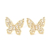 Clear Cubic Zirconia Butterfly Stud Earrings for Women EJEW-K090-03G-3