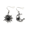 Resin Beaded Moon and Sun Asymmetrical Earrings LS-EJEW-C036-01E-1