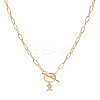 1Pc 304 Stainless Steel Chain & Brass Micro Pave Cubic Zirconia Letter Pendant Necklaces NJEW-LP0001-36X-G-1
