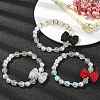 3Pcs 3 Color Synthetic Moonstone & Hematite & Plastic Pearl Beaded Stretch Bracelets Set BJEW-JB09507-5
