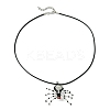 Braided Glass Seed Bead Spider Pendant Necklaces NJEW-MZ00036-01-4