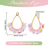 8Pcs 2 Colors Glass Seed Beads & Resin Pendants PALLOY-CA00038-2