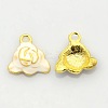 Golden Tone Alloy Enamel Flower Pendants ENAM-J451-06G-1