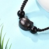 Cat Head Resin Brainded Bead Bracelets BJEW-L701-02B-3