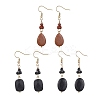 3 Pairs Synthetic Goldstone Dangle Earrings EJEW-JE06601-2