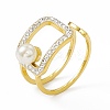 Ion Plating(IP) 304 Stainless Steel Cubic Zirconia Cuff Ring for Women LS-RJEW-C060-04G-1