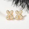 Brass Micro Pave Cubic Zirconia Stud Earrings EJEW-Z091-04G-X-5