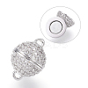 Brass Micro Pave Cubic Zirconia Magnetic Clasps with Loops LS-ZIRC-E120-05P-10mm-NR-1