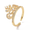Clear Cubic Zirconia Crown Open Ring RJEW-P032-28G-1