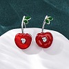 Cherry Brass Enamel Stud Earrings for Women EJEW-G425-02P-2