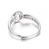 Adjustable Rhodium Plated 925 Sterling Silver Finger Ring Components STER-F048-07P-3