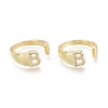Brass Micro Pave Clear Cubic Zirconia Cuff Rings X-RJEW-F103-13B-G-1