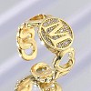 Brass Micro Pave Clear Cubic Zirconia Open Cuff Rings for Women RJEW-K289-02G-M-1