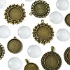 DIY Blank Round Glass & Tibetan Style Alloy Pendant Making Kits DIY-FS0006-10-3