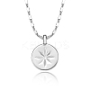 Vintage S925 Silver Eight-pointed Star Coin Pendant Necklace Retro Style MV8352-3-1