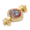 Rack Plating Brass Micro Pave Clear Cubic Zirconia Rhombus Links Connector Charms KK-K385-105G-03-2