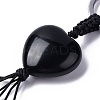 Natural Obsidian Heart with Mixed Gemstone Tassel Keychains KEYC-P012-03P-03-2